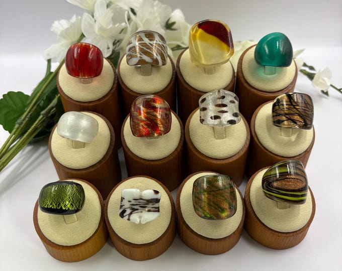 Size 5 1/2 Lampwork Glass Rings | Millefiori, Murano Inspired Designs | Statement Rings