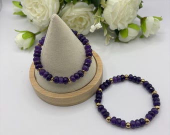 Amethyst Gemstone Bracelet | Stretch Bracelet | Purple Amethyst Bracelet