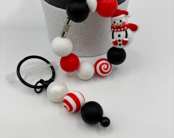 Christmas Snowman Stanley Cup Bracelet:  Cup Handle Bracelet | Straw Charm | Holiday | Snowman