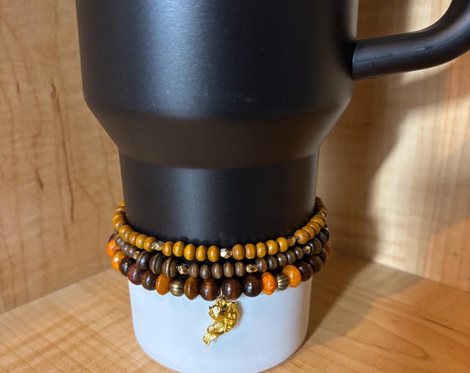 Wooden Stanley Cup Bracelet | Tumbler Cup Accessories | Stanley Charm Bracelet | Tumbler Bracelet | Stretchy Cup Bracelet