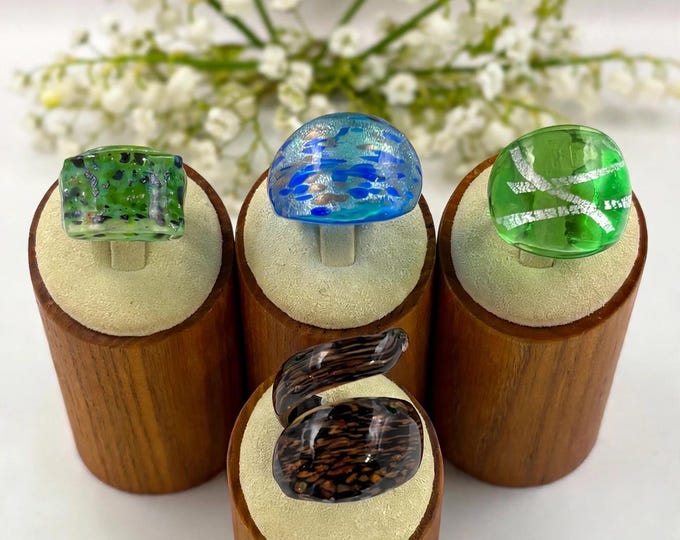 Size 10  Lampwork Glass Rings | Murano Inspired Glass Rings | Statement Rings | Thumb Ring