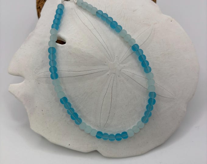 Turquoise Blue Seaglass Anklet |  Turquoise Blue Seaglass | Ankle Bracelet | Seaglass Jewelry