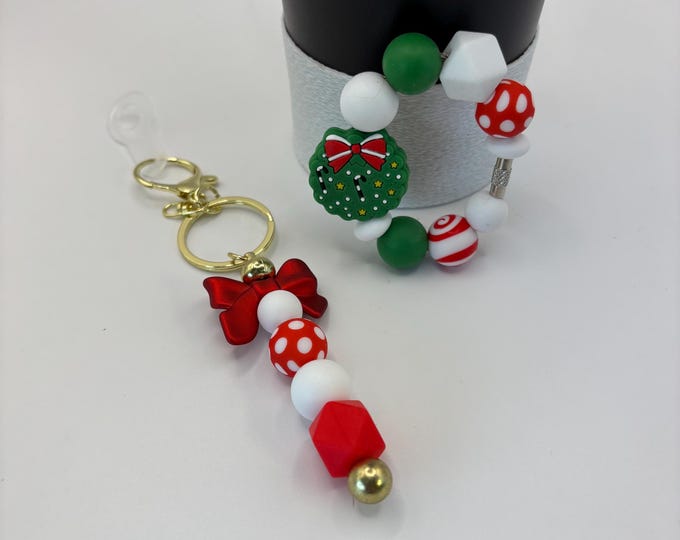 Christmas Tree  Stanley Cup Bracelet:  Cup Handle Bracelet | Straw Charm | Purse Bracelet | Santa | Holiday