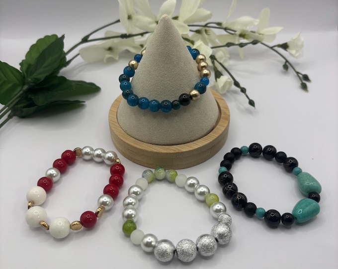 Love Morse Code Gemstone Bracelet | Gemstone bracelet | Stretch Bracelet | Morse Code bracelet | Love