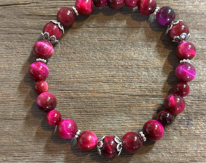 Pink Tiger Eye Gemstones | Gemstone bracelet  | Stretch Bracelet