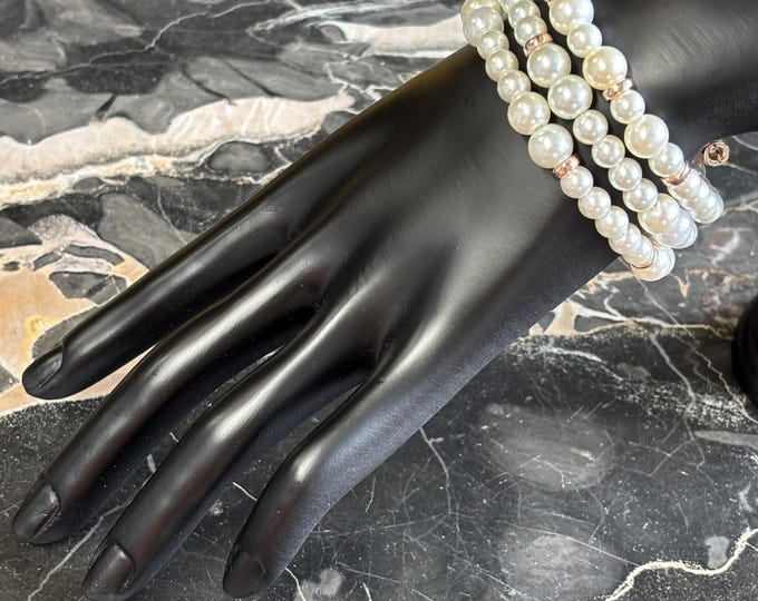 Pearl bracelet | Memory wire bracelet | Multistrand bracelet |
