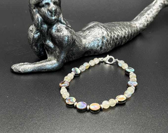 Abalone and Labradorite Bracelet | Shell Bracelet | Abalone Bracelet | Gemstone Bracelet | Labradorite Bracelet