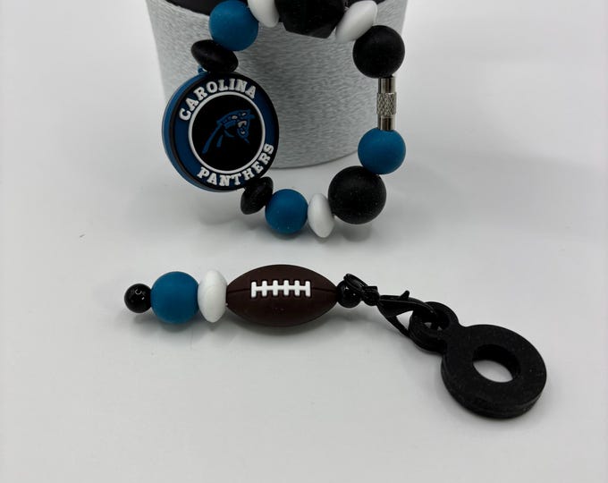 Football Tumbler Accessories |  Stanley or Other Tumbler Cup Handle Bracelets | Straw Charms | Football teams