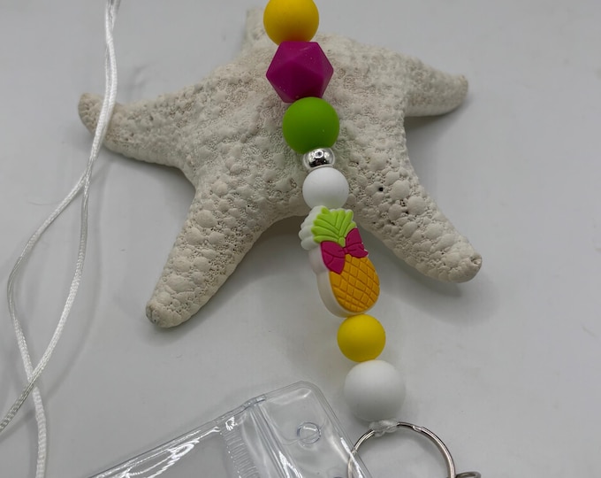 Pineapple Beaded Lanyards |  Silicone Beads | Cruise Lanyard | Badge Sleeve | Kid or Adult Lanyard