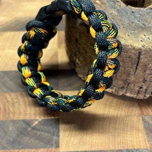 Black and Orange Handmade 550 Paracord Bracelet  | Cobra Knot Paracord Bracelet  | 7 1/2  inch Bracelet