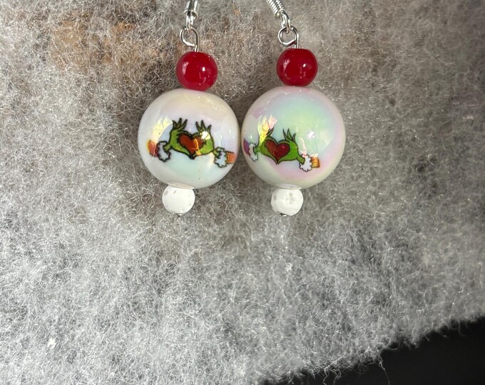Christmas A Grinch Pair of Earrings | Grinch Hand | Holiday Earrings | Christmas Earrings | Sterling Silver Ear Wires