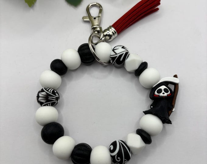 Reaper Beaded Wristlet Keychain  | Keychain with Silicone and Reaper Focal | Keychain | Key Fob | Wristlet |