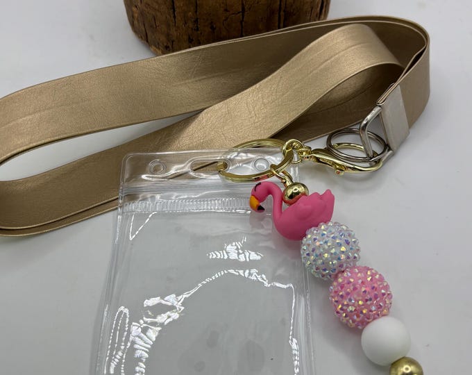 Bougie Silver or Gold Faux Leather Beaded Lanyard |  Beaded | Cruise Lanyard | Badge Sleeve
