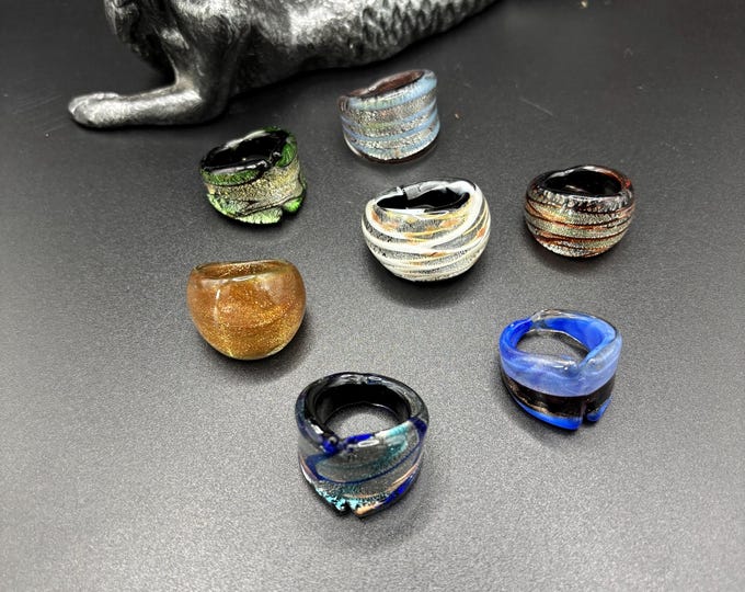 Size 7 3/4 Assorted Glass Rings | Millefiori Glass Rings | Murano Inspired Glass Rings