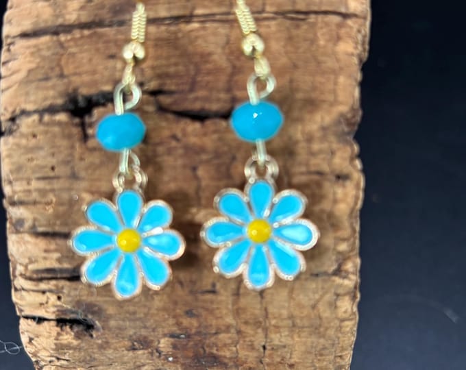 Flower Earrings on Gold  Wires | Earrings | Flower Earrings | Boho Retro