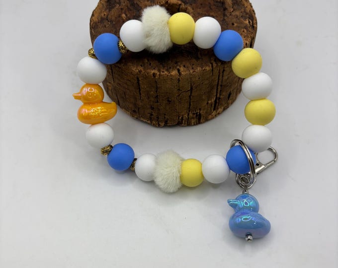 Duck Theme Beaded Wristlet Keychain  | Keychain with Silicone and Duck Charm | Keychain | Key Fob | Wristlet | Cruise