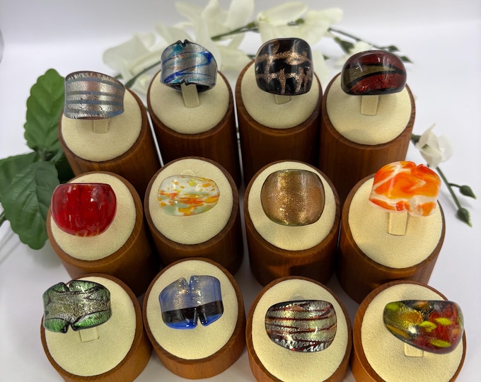 Size 7 3/4 Lampwork Glass Rings | Millefiori Glass Rings | Murano Inspired Glass Rings | Statement Rings