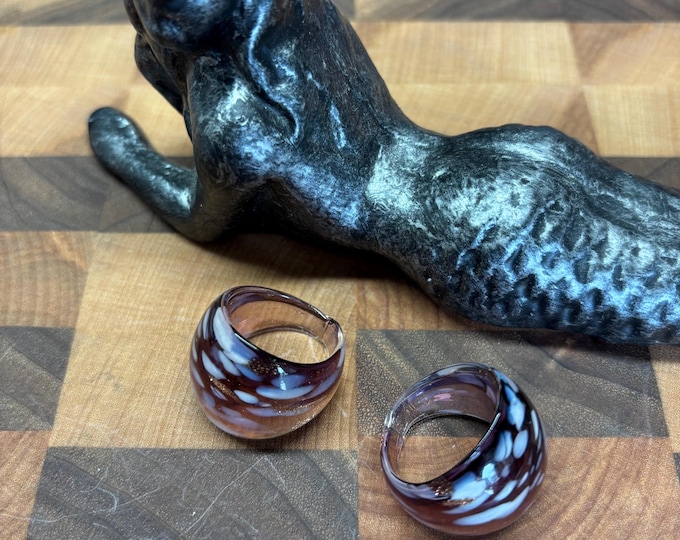Purple Murano Inspired Glass Ring | Statement Ring | Lampwork Ring|