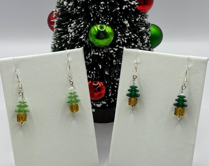 Swarovski Christmas Tree Earrings | Holiday Earrings |  Swarovski Crystals  | Christmas Earrings | Sterling Earrings