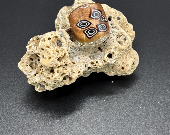 Size 3 1/2 Millefiori Design Glass Ring  | Statement Ring | Millefiori | Thick Style