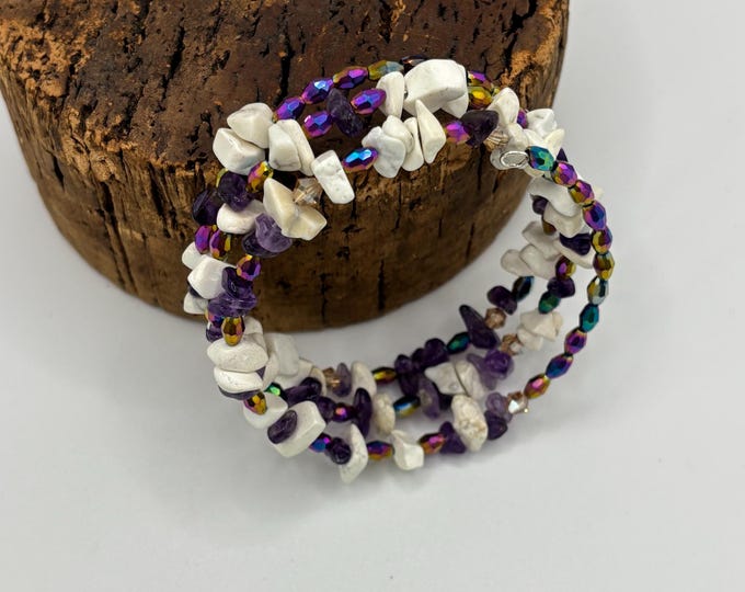 Amethyst Bracelet | Memory Wire Bracelet | Multi-Strand Bracelet | Amethyst Gemstone Bracelet