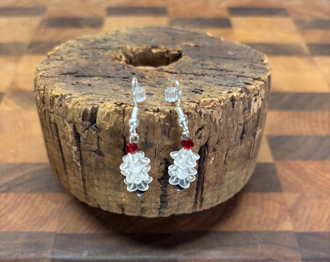 White Christmas Tree Earrings | Holiday Earrings | Christmas Earrings |
