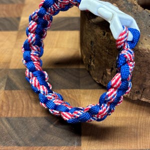 Red White Blue Handmade 550 Paracord Bracelet  | Cobra Knot Paracord Bracelet  | 8 1/2 inch Bracelet