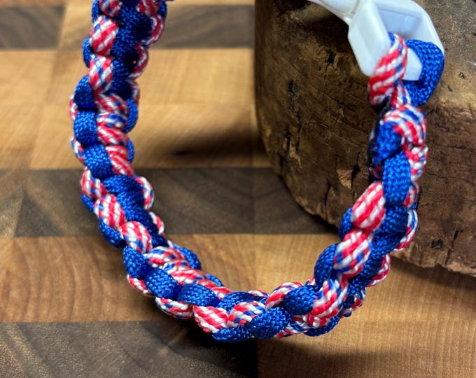 Red White Blue Handmade 550 Paracord Bracelet  | Cobra Knot Paracord Bracelet  | 8 1/2 inch Bracelet