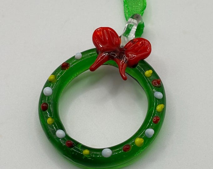 Murano Inspired wreath Ornaments | Lampwork Ornament  | Wreath Glass Ornament  |  Christmas Ornament |