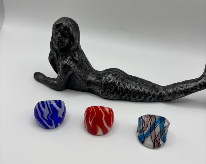 Size 7 3/4 Assorted Glass Rings | Millefiori Glass Rings | Murano Inspired Glass Rings