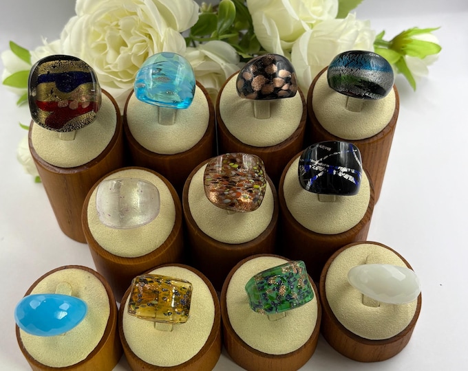 Size 8 3/4  Lampwork Glass Rings | Millefiori Glass Rings | Murano Inspired Glass Rings | Statement Rings