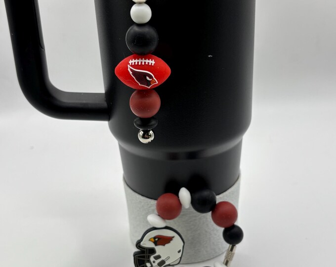 Football Tumbler Accessories |  Stanley or Other Tumbler Cup Handle Bracelets | Straw Charms | Football team | Football charm