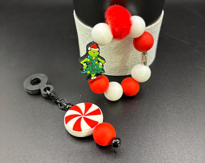 Christmas Grinch Stanley Cup Bracelet:  Cup Handle Bracelet | Straw Charm | Holiday | Grinch |