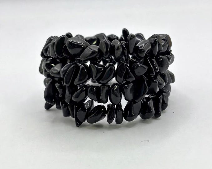 Black Obsidian Gemstone bracelet | Memory wire bracelet | Multistrand bracelet | gemstones |