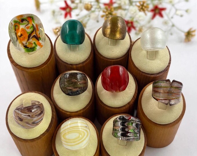 Size 6 1/4 Lampwork Glass Rings | Millefiori Glass Rings | Murano Inspired Glass Rings | Statement Rings