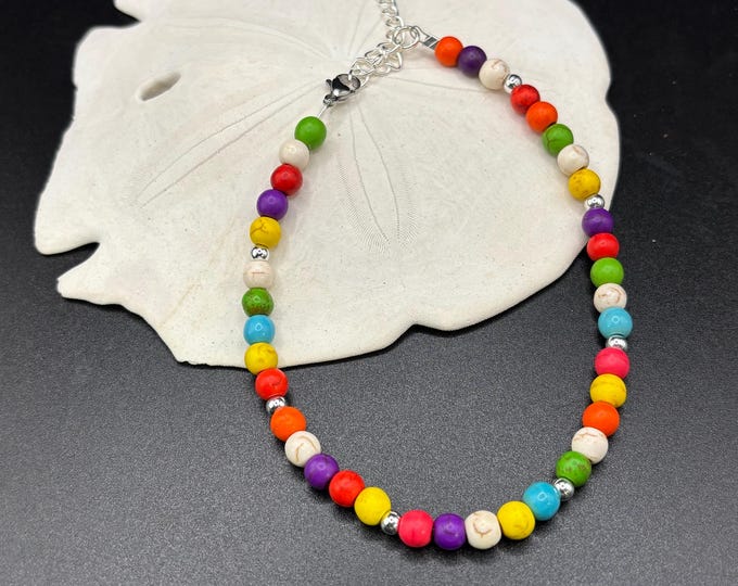 Multi Colored Howite Gemstone Anklet |  Ankle Bracelet | Gemstone Ankle Bracelet | Anklet