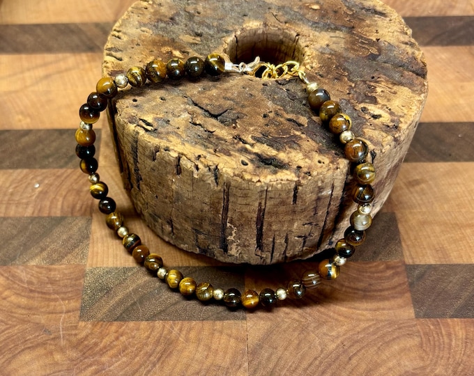 Tiger Eye Gemstone Anklet |  Tiger Eye Ankle Bracelet | Gemstone Ankle Bracelet | Minimalist Anklet