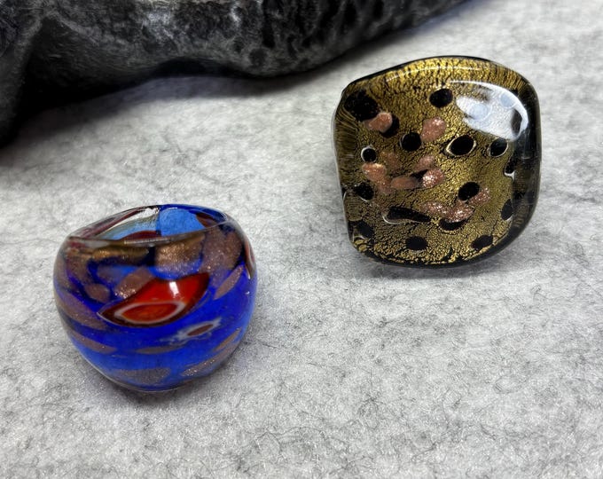 Size 8 1/4 Assorted Glass Rings | Millefiori Glass Rings | Murano Inspired Glass Rings
