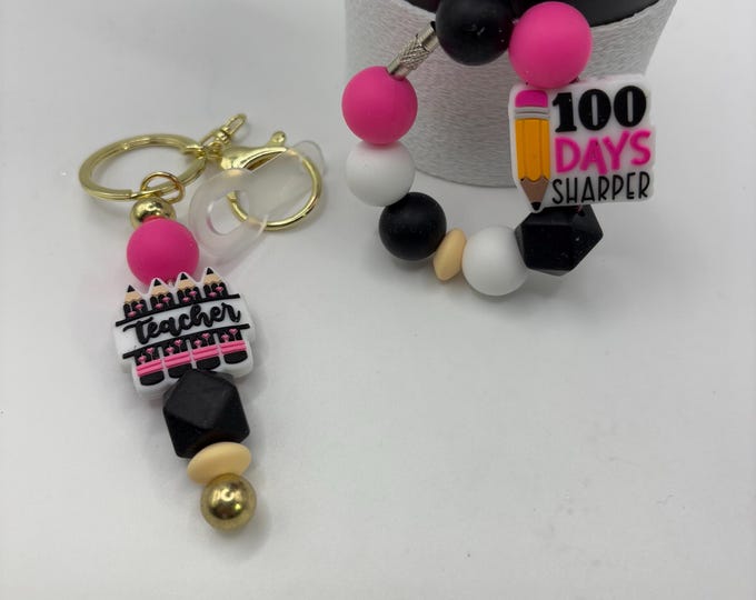 Teacher Theme  Stanley Cup Bracelet:  Cup Handle Bracelet | Straw Charm | Purse Bracelet | Teacher Gift