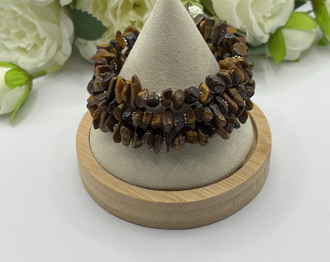 Brown Tiger Eye Bracelet | Memory Wire Bracelet | Multi-Strand Bracelet | Tiger Eye Gemstone