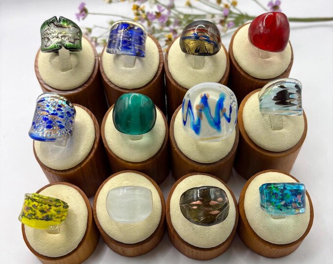 Size 6 1/2 Lampwork Glass Rings | Millefiori Glass Rings | Murano Inspired Glass Rings | Statement Rings