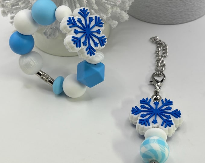 Christmas Snowflake Stanley Cup Bracelet:  Cup Handle Bracelet | Straw Charm | Snowflake