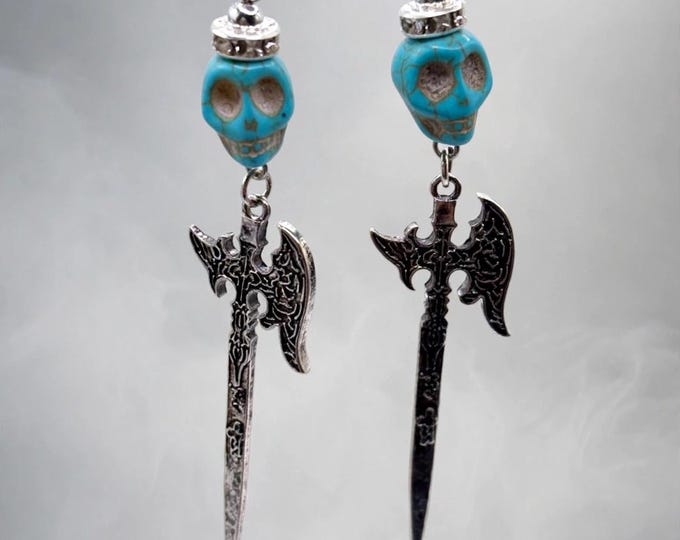 Skeleton Earrings | Skull Earrings | Halloween Earrings | Goth Earrings | Day of the Dead | Dia De Los Muertos |  Sterling Silver Ear Wires
