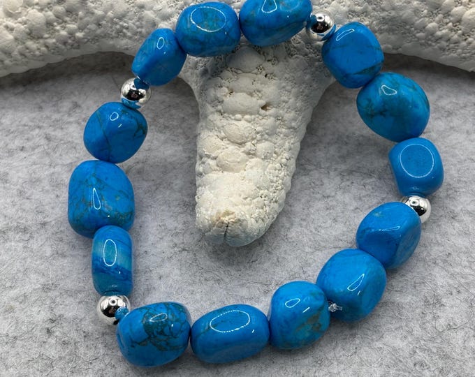 Blue Howlite Gemstones | Howlite Turquoise | Gemstone bracelet | Stretch Bracelet |