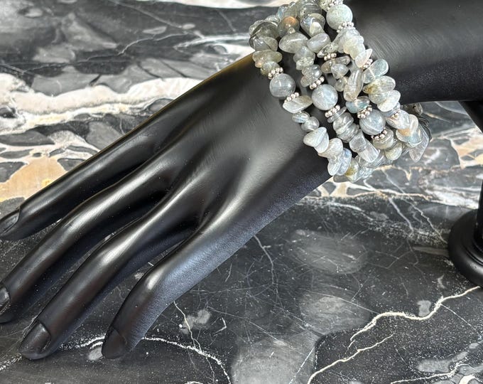 Labradorite Bracelet | Memory Wire Bracelet | Multistrand Bracelet | Labradorite Gemstones
