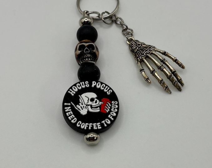 Skull beaded Keychains | Keychains with Skull  | Skeleton Keychain | Coffee to Focus Focal