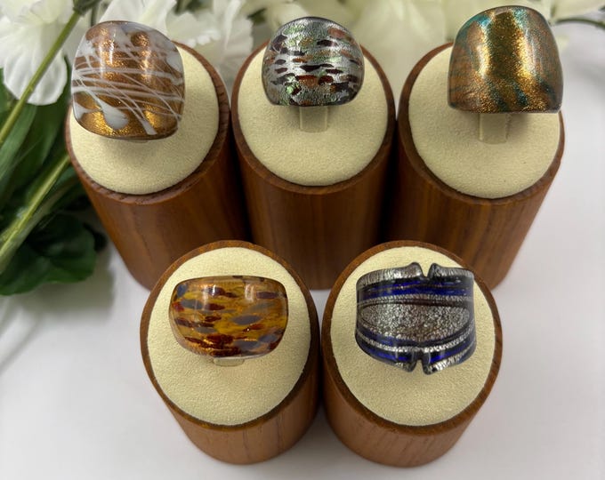 Size 5 |  Lampwork Glass Rings | Millefiori Glass Rings | Murano Inspired Glass Rings | Statement Rings