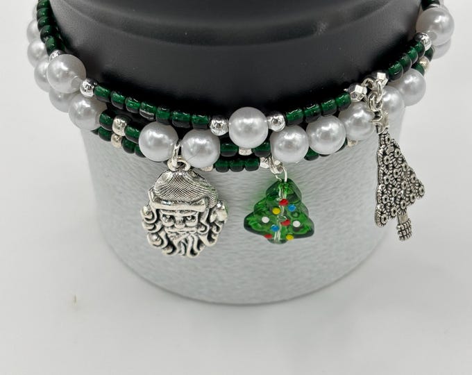 Christmas Stanley Cup Bracelet | Tumbler Accessories  | Stanley Charm Bracelet | Tumbler Bracelet | Christmas | Stretchy Cup Bracelet