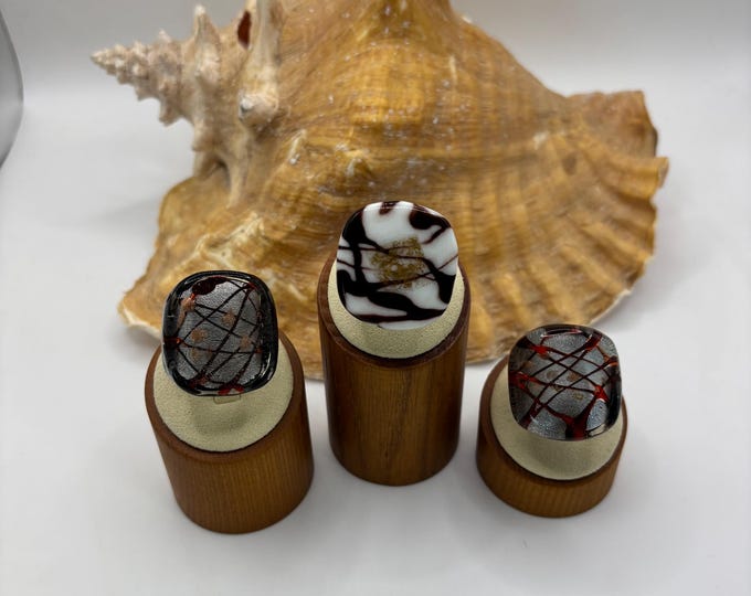 Size 7 1/2 Lampwork Glass Rings | Large Chunky Glass Rings | Murano Inspired Glass Rings | Statement Rings