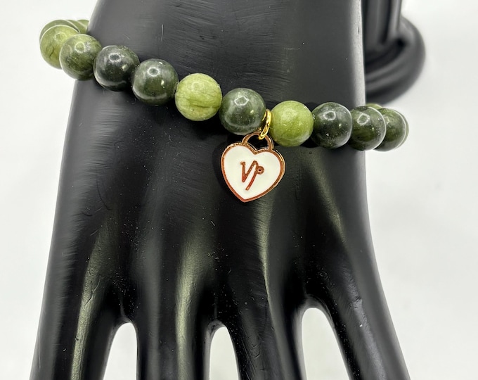 Zodiac Capricorn Gemstone Bracelet | Capricorn Nephrite Jade Bracelet  | Stretch Bracelet
